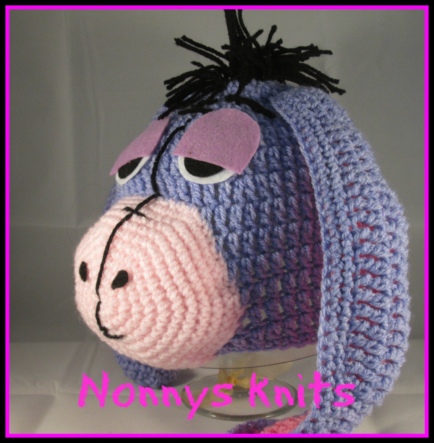 Crochet Eeyore hat All sizes available Made to Order only