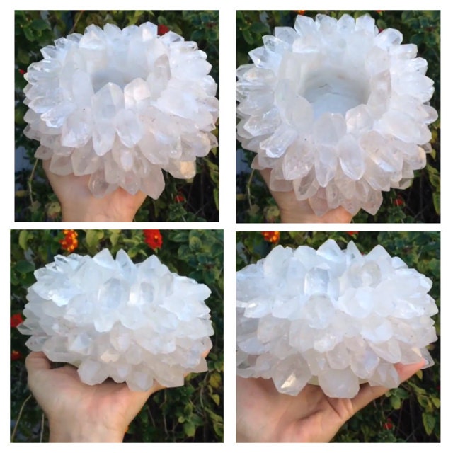 AMAZING ROUGH QUARTZ Candle Holder Made by CrystalHealing4Women