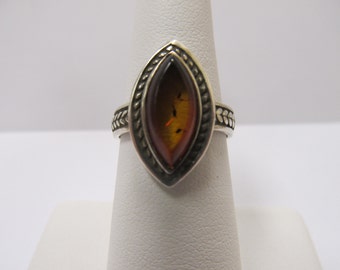 925 Silver Natural Amber Ring Item W-#349