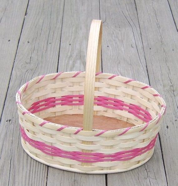 Amish Handmade Large Egg Shaped Easter Basket IN PINK