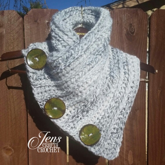 Boston Harbor Cowl, Boston Harbor Scarf, wool blend, stylish and functional, warm, green buttons