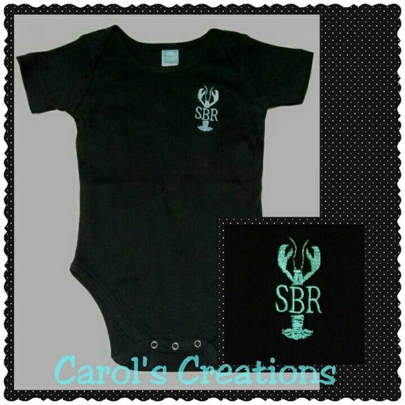 Boys Monogrammed Crawfish/Lobster Baby Onesie