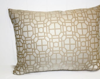 Decorative Indoor 12x16 Lt Gold and Cream Lattice Design Indoor Pillow