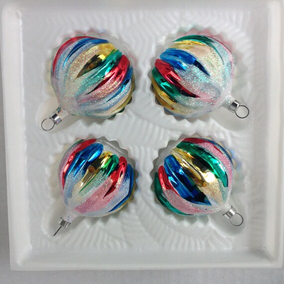 vintage multicolor boxed christmas ornaments set of 4 vintage multicolor boxed christmas ornaments set of 4