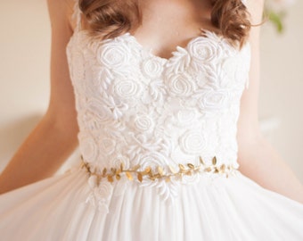 Delicate Leaf Sash, Wedding Sash, Bridal Belt, Gold Silver Leaf Sash, Leaf belt, Bridal sash, leaf belt, grecian, boho, wedding belt #401