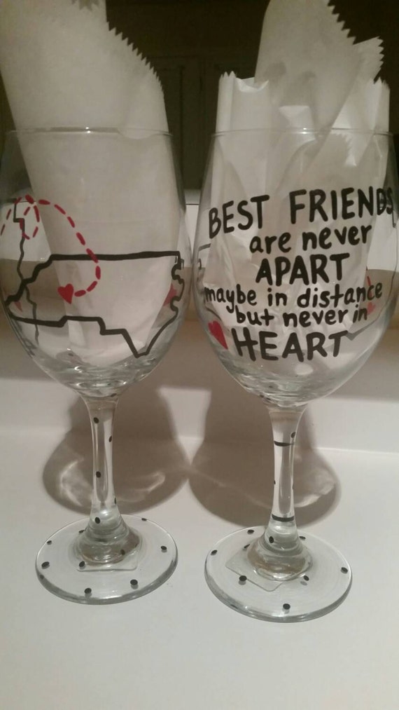 Items similar to Best Friend 20oz Wine Glass with States on Etsy