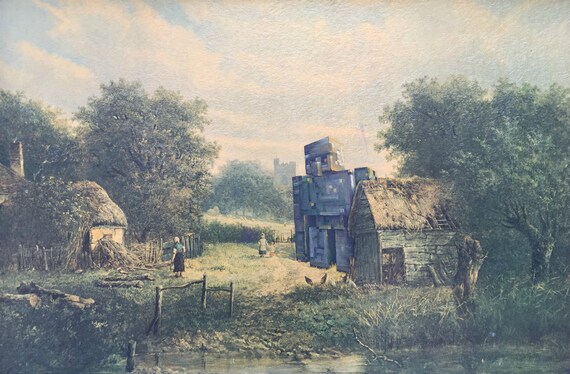 Minecraft Iron Golem Parody Painting, 'Guardian 