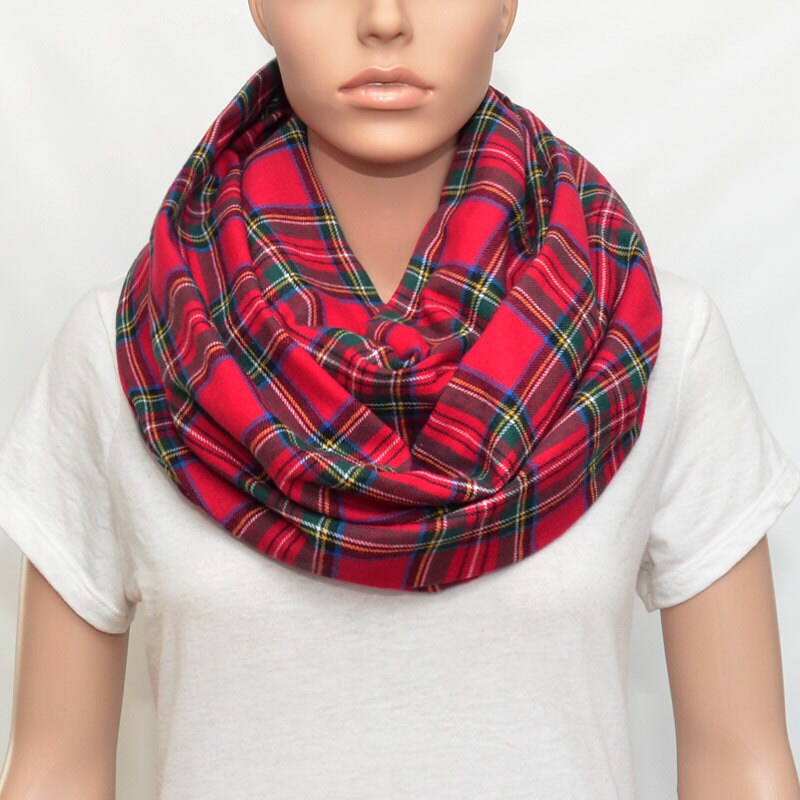 Holiday Inspired Christmas Plaid Infinity Scarf