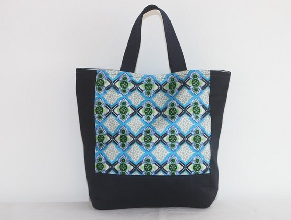 Small Tote Bag, Cotton Tote Bag, Waxed Cotton Tote Bag, West African ...