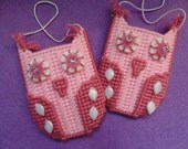 Pink Owl Needlepoint Pocket Owl Gift Card or Business Card Holder Child Room Decor