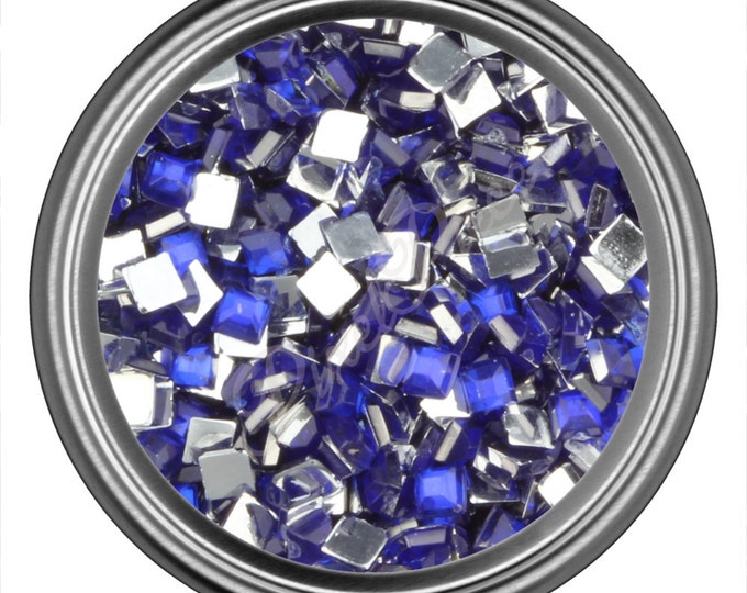 Dark Blue Square Rhinestone Gems Flat Back Face Art Nail Art Scrapbook Phone Decoration 2mm