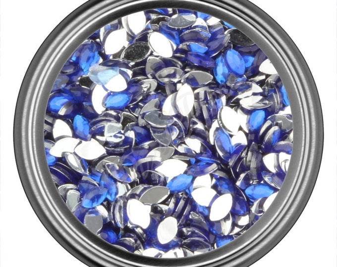 Dark Blue Oval Rhinestone Gems Flat Back Face Art Nail Art Scrapbook Phone Decoration 3mm