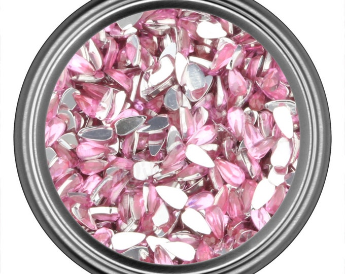 Light Pink Tear Drop Rhinestone Gems Flat Back Face Art Nail Art Scrapbook Phone Decoration 3mm