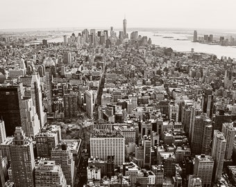 Black and White Picture of New York City from on top of the Empire State Building