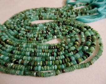 3-4 mm Green Blue Peruvian Opal Micro Faceted Rondelle Full 13 inch Strand-Best Price