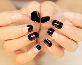 Japonais nail art, sticker nal noir sexy fashion, faux presse sur ongles ongles déco Noël ongles autocollant de mariage