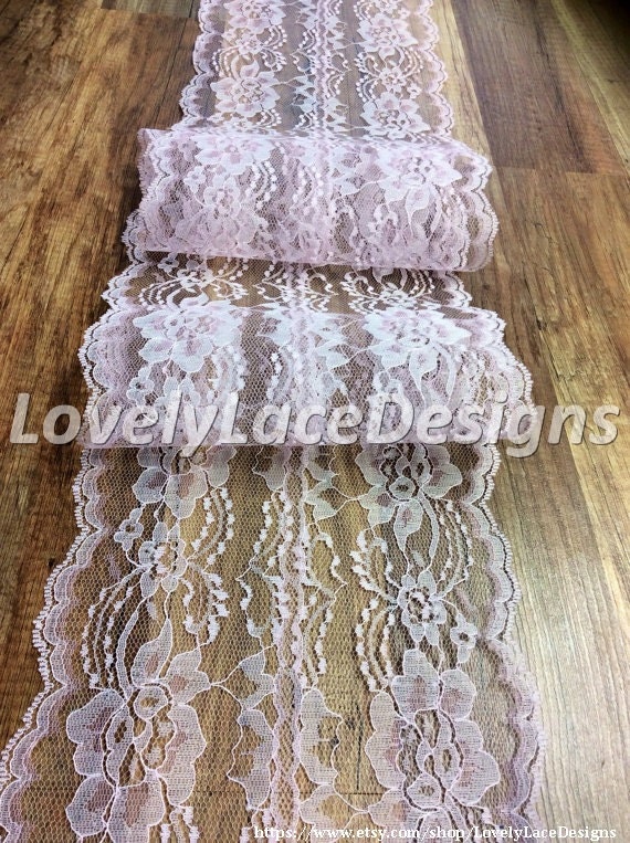 21ft28ft Blush Pink Lace Table Runner 8in by LovelyLaceDesigns