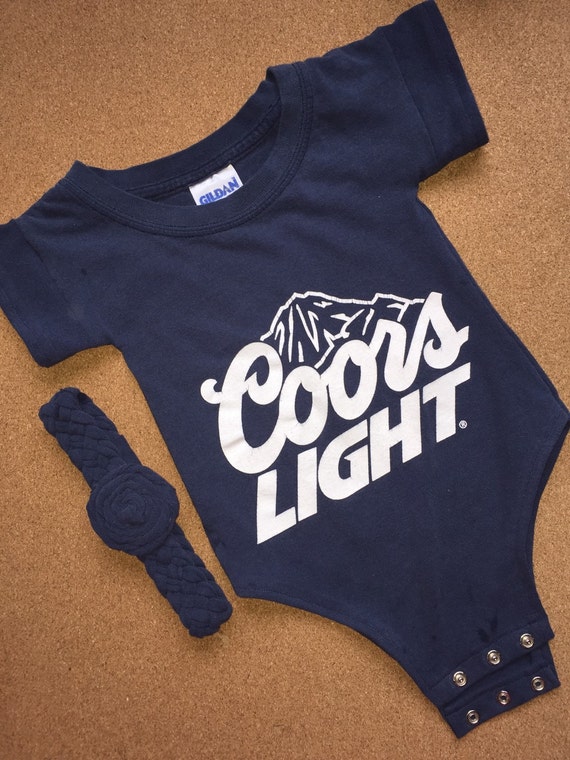 UpCycled Coors TShirt Onesie With Headband by craftinistagirl
