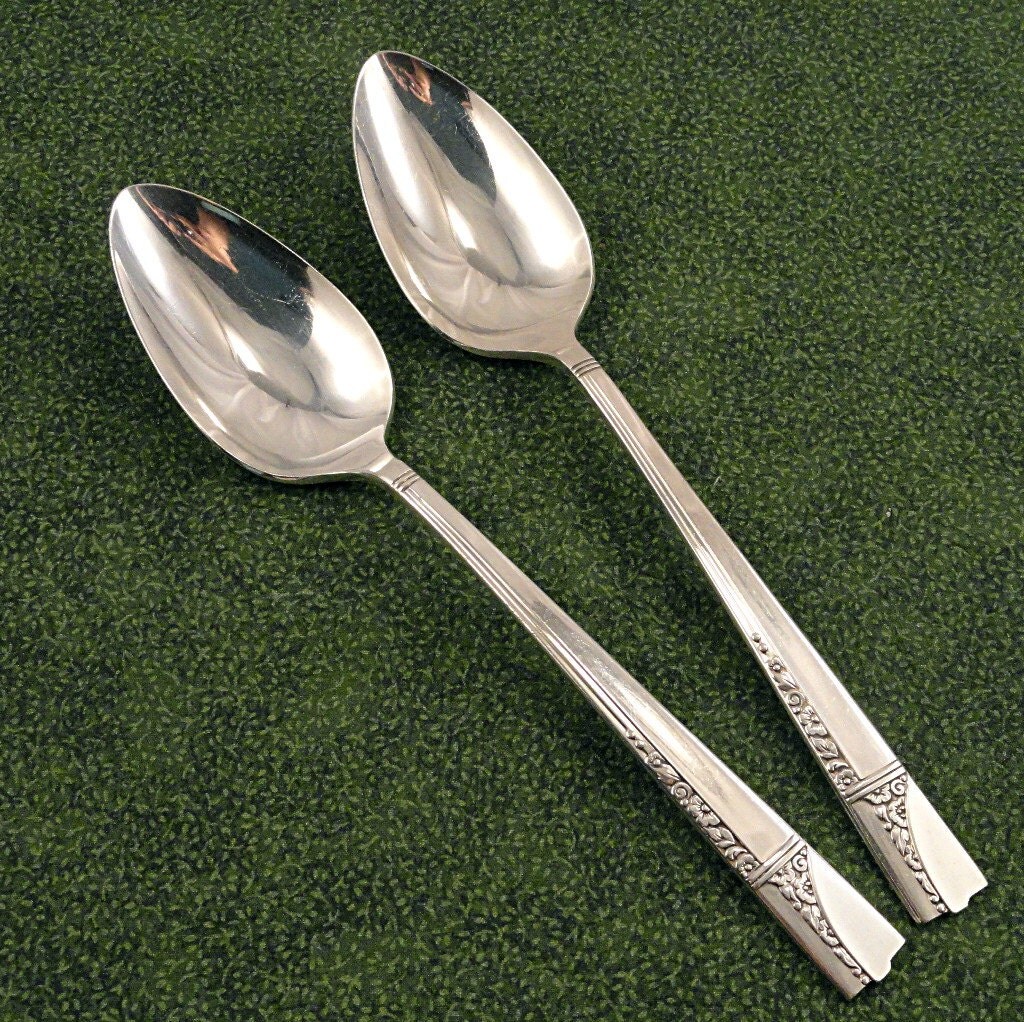 2 Serving Table Spoons Oneida Nobility Plate CAPRICE Vintage 1937