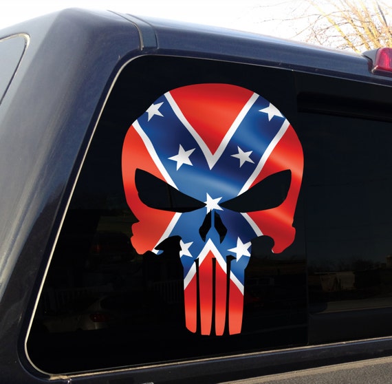 Punisher Skull Confederate Rebel Flag Decal by MillerGraphicsVA