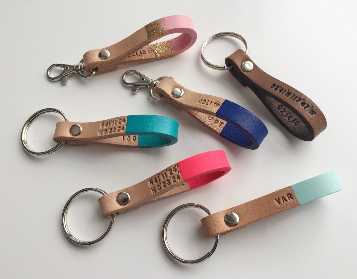 Custom Color & Personalized Leather Keychain Hand by madebyperri