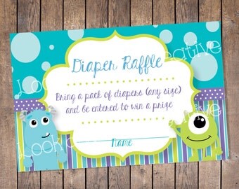 Diaper Raffle Tickets - Monsters Inc. Baby Shower (INSTANT DOWNLOAD)
