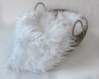White Faux Fur Photo Prop, Newborn Photo Prop, 3" Pile, Baby Photo Prop. Layering Blanket.