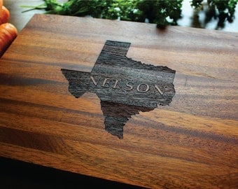 Personalized Cutting Board, Texas (OR ANY STATE) Custom Engraved State,Family Name, Established Date,Wedding, Anniversary, Housewarming Gift
