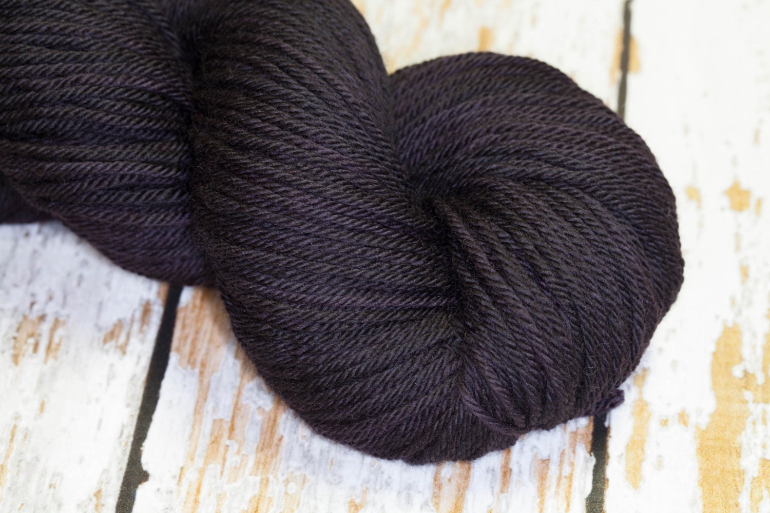 Hand Dyed Yarn KM Worsted Superwash Merino Wool in Black