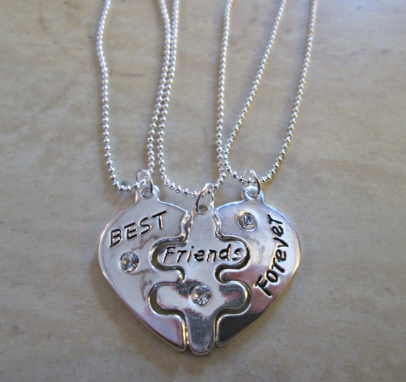 3 Pc Best Friends Forever Necklace Set BFF by ThePeapodShop
