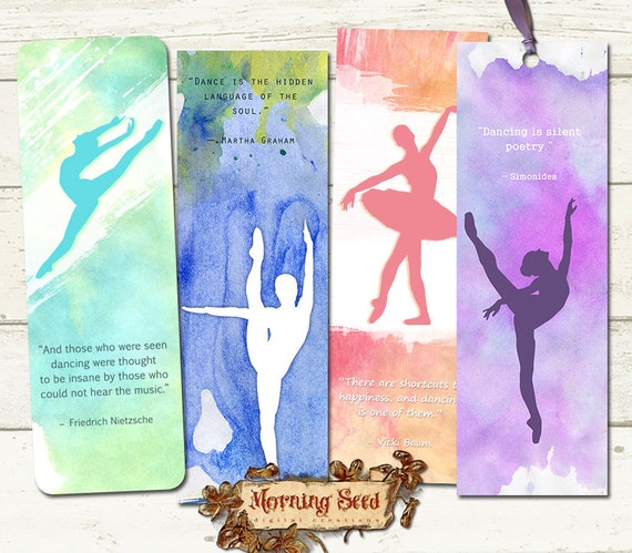 dancer bookmarks watercolor bookmark set of 4 designs 2 x 6