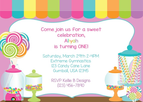 Items similar to Printable Birthday Invitation: Candy Shop Theme on Etsy