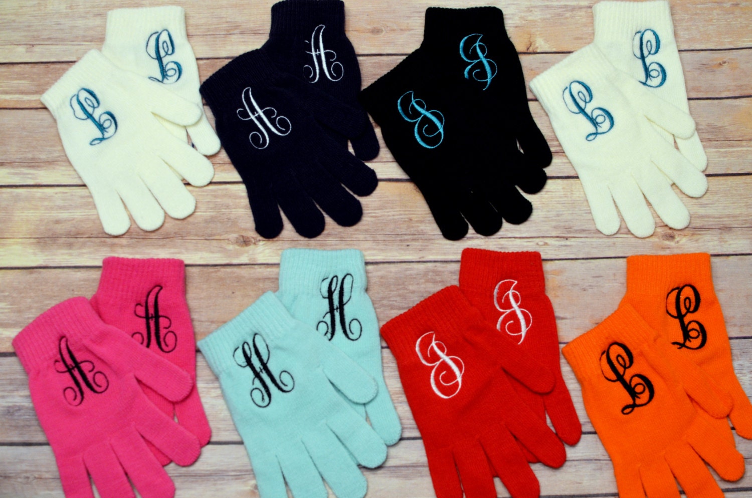 Monogrammed Adult Personalized Gloves with by LeeThreeEmbroidery
