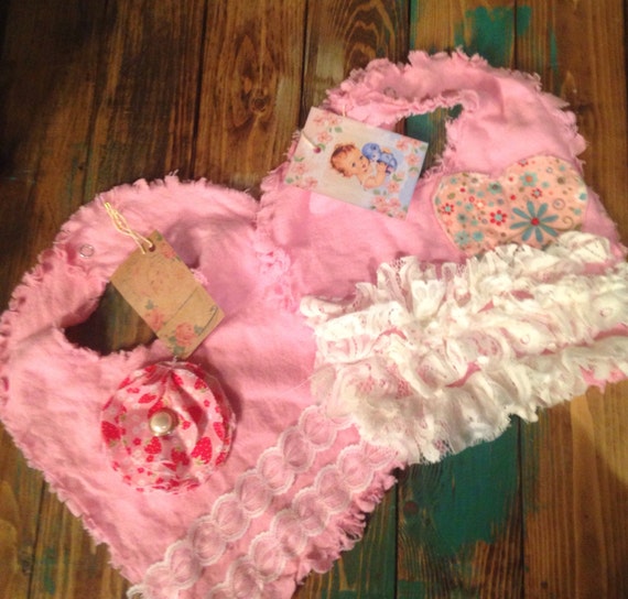 shabby chic baby bib one of a kind baby shower gift shabby chic baby bib one of a kind baby shower gift