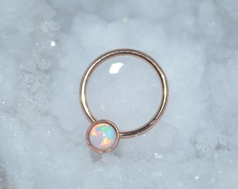 3mm White Opal Nipple Ring - Gold Septum Ring - Nipple Piercing - Septum Piercing - Cartilage Piercing - Conch Piercing 16g - Body Piercing