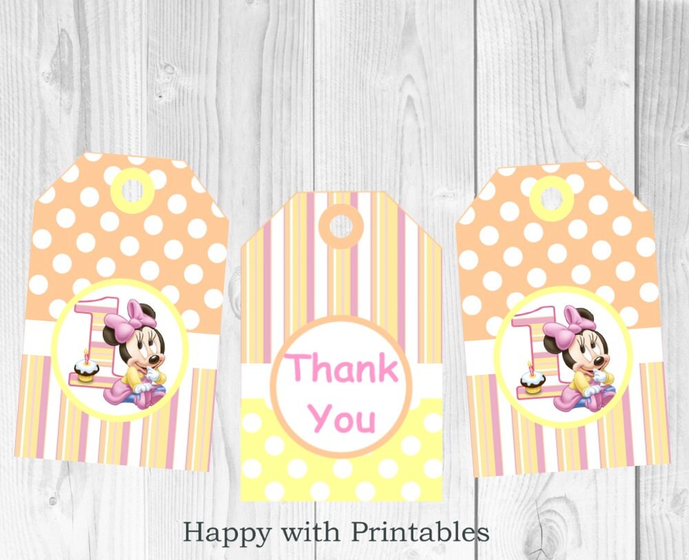 Minnie Mouse 1st Gift Tag Printable Minnie Mouse Party