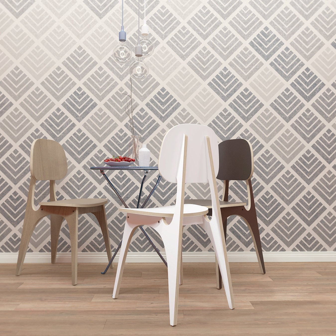 ON SALE Geometric Wall Stencil Large Wall by StencilsLabNY