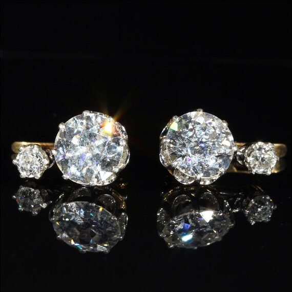 Antique French Diamond Earrings 3.45 ctw c. 1910 in 18k and