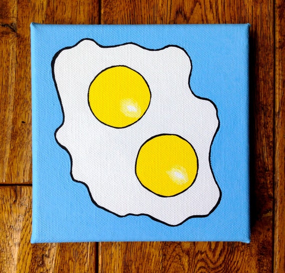 Double Egg Yolk Fried Egg Pop Art Painting by IanViggarsPaintings