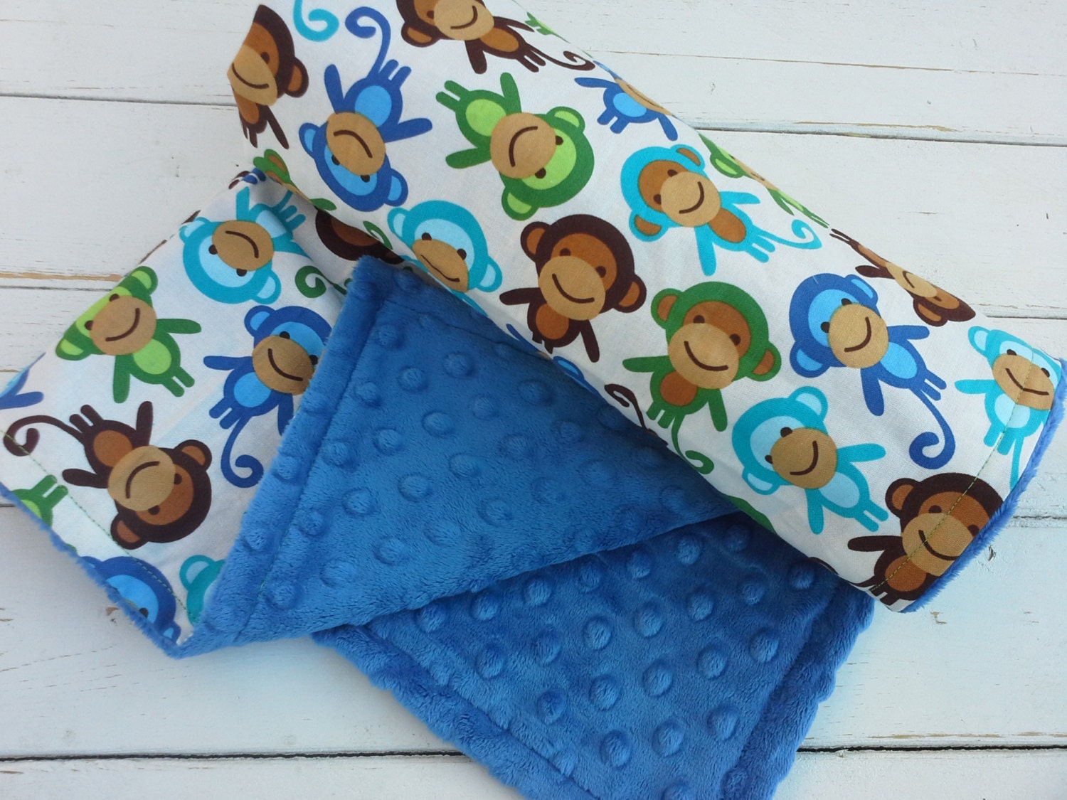 Minky baby blanket-Personalized boys blue minky baby blanket