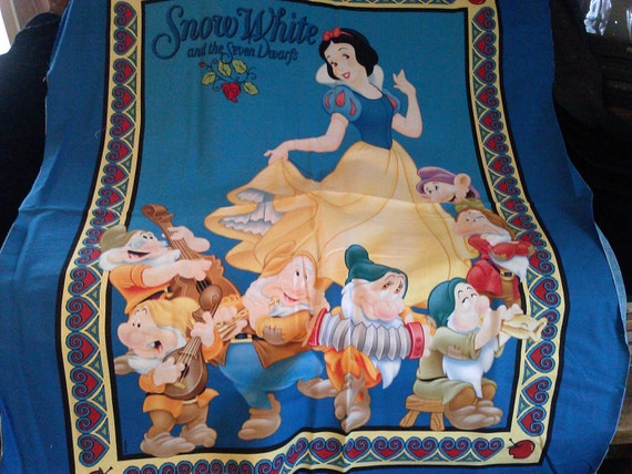 Snow White And The 7 Dwarfs Cotton Quilt Top By Fabricnpatterns 