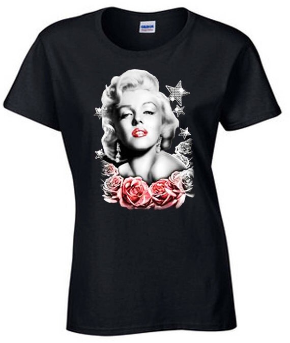 Marilyn Monroe Red Roses & Lipstick T-Shirt U.S. Custom Ink