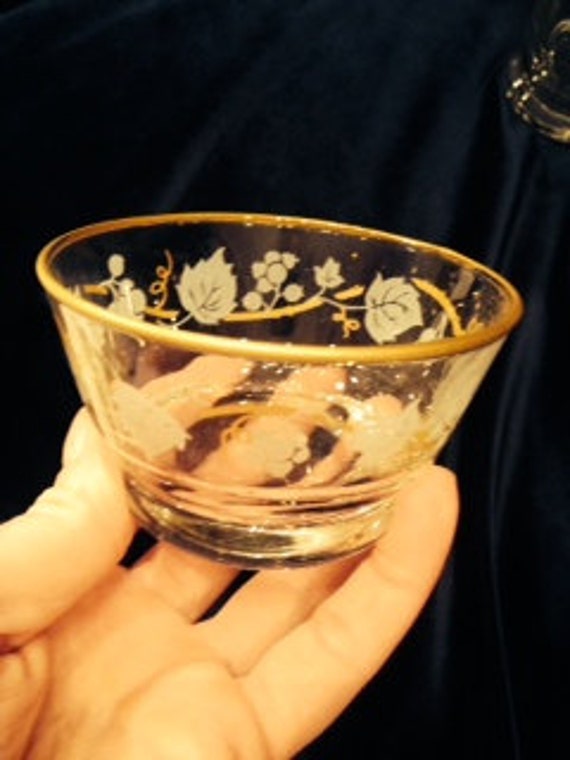 Vintage Libbey Glassware Bowls Gold Rimmed Bowls by TheBurlapFlea