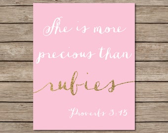 Items similar to She is More Precious Than Jewels Printable - INSTANT ...