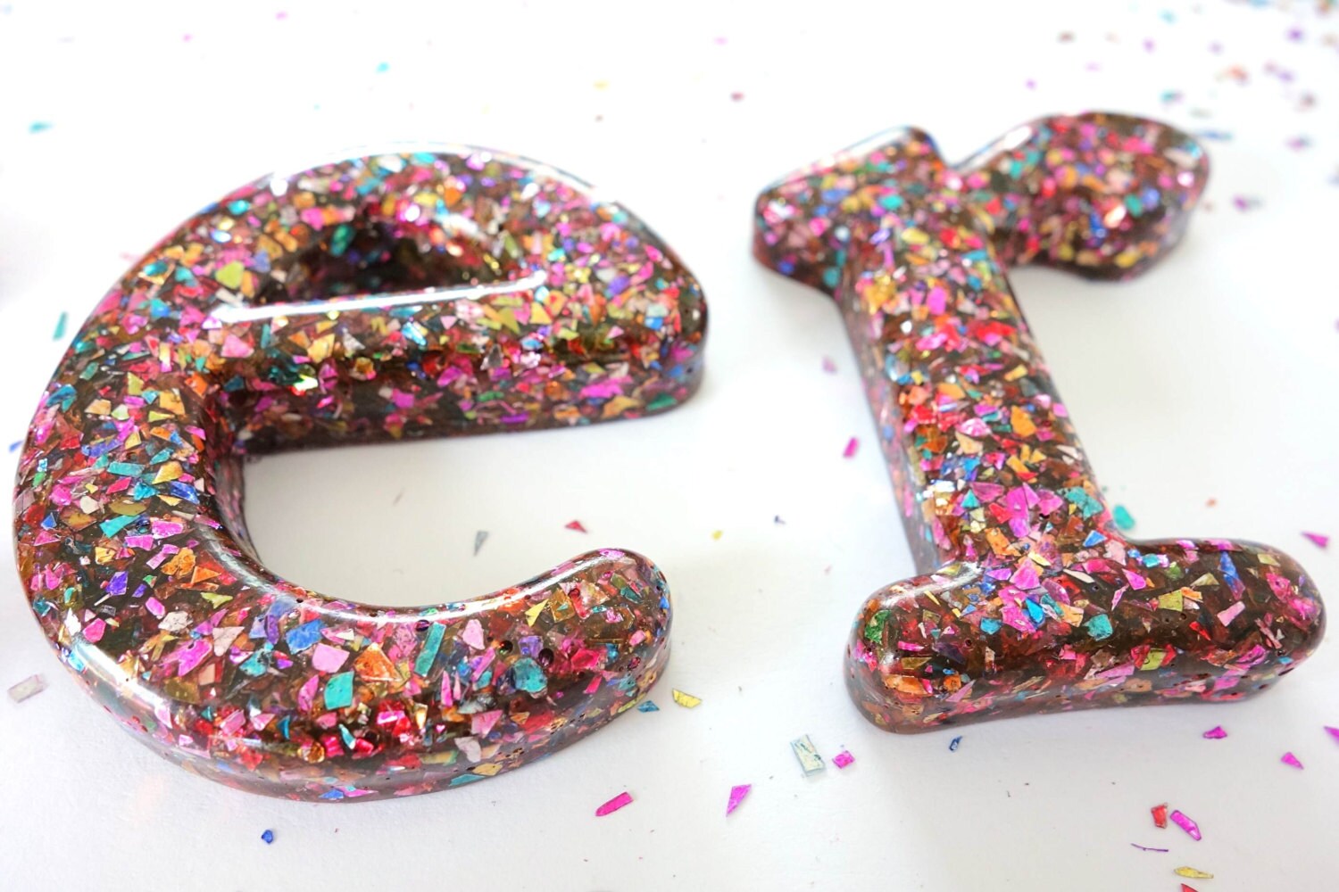 Glitter Letter C Resin Letter Filled with Glitter Glitter