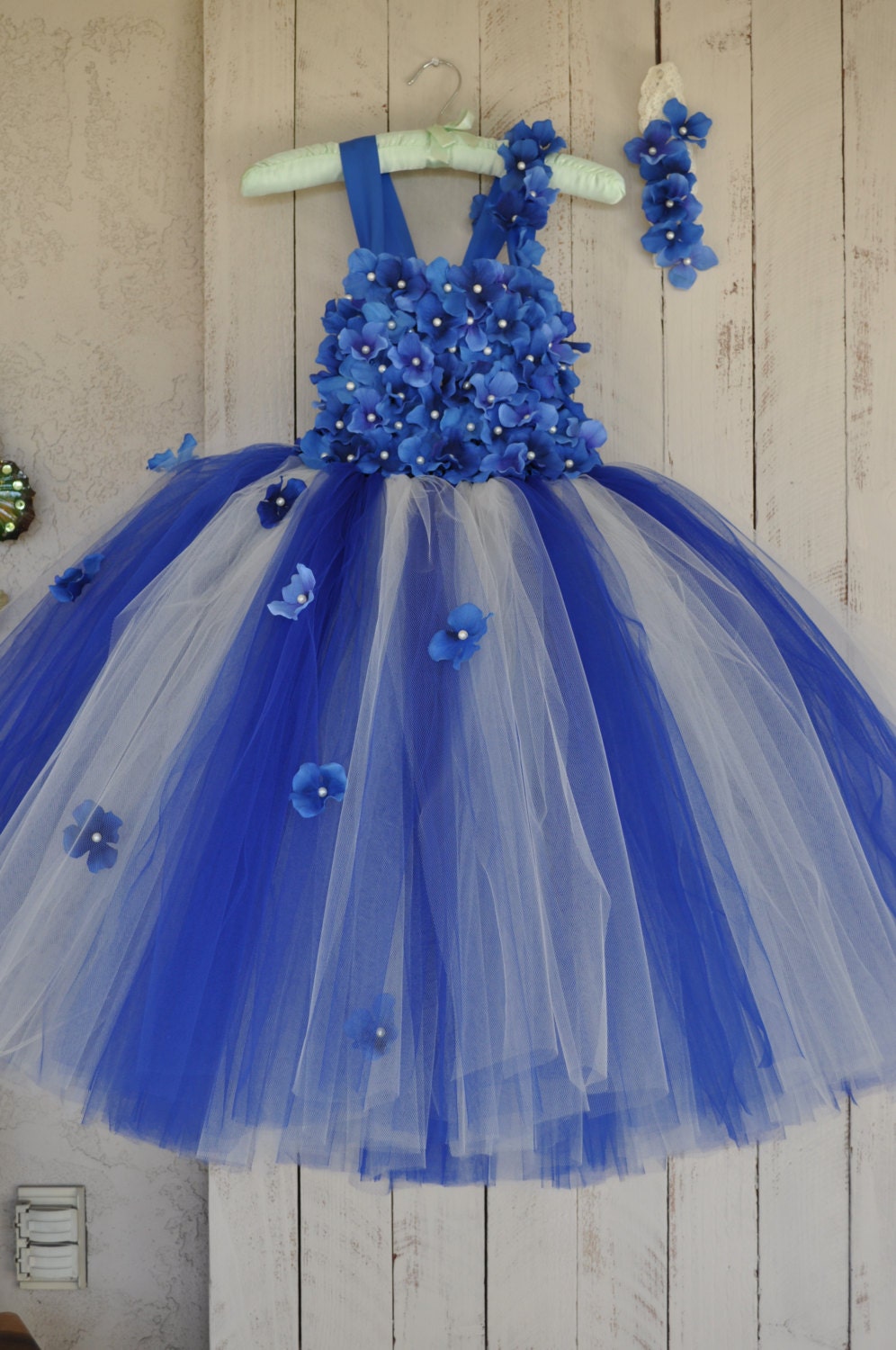  Royal  Blue  Ivory Dress  Infant Flower Girl Dress  Royal  Blue 