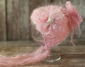 Dusty Rose Mohair Newborn Baby Girl Hat, Pink Baby Girl Bonnet, Vintage Hat, Knit baby hat, Flower Hat, Photo prop, Photography Hat Dusty Rose Mohair Newborn Baby Girl Hat, Pink Baby Girl Bonnet, Vintage Hat, Knit baby hat, Flower Hat, Photo prop, Photography Hat