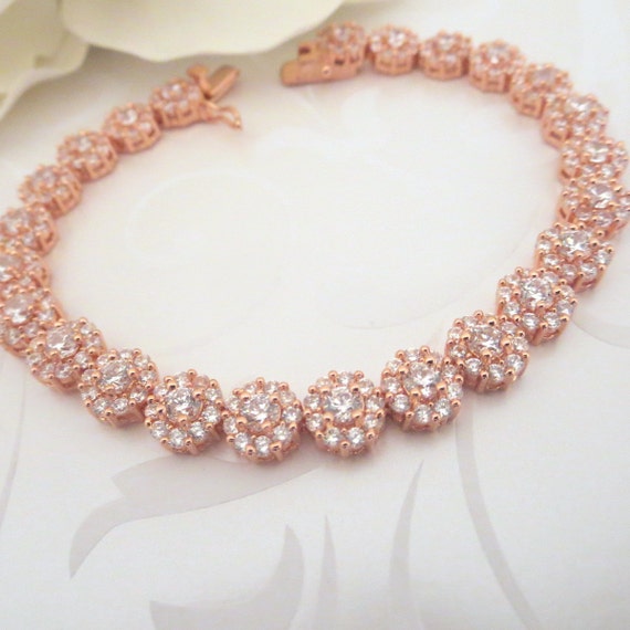 rose Rose gold bracelet,  Wedding Gold  bracelet, bracelet jewelry bridal Crystal  Bridal Bridal