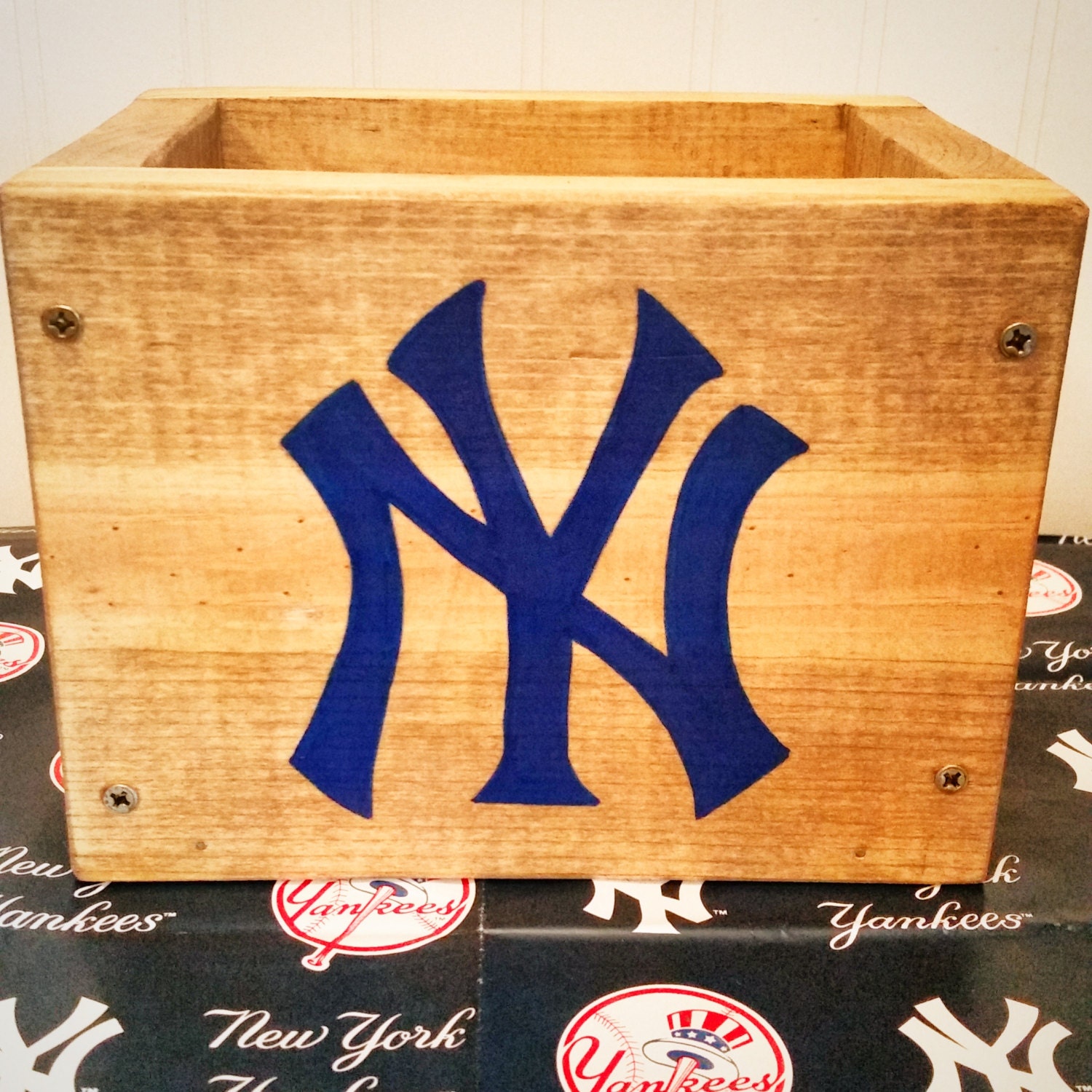 New York Yankees wooden box Baseball decor Birthday Party