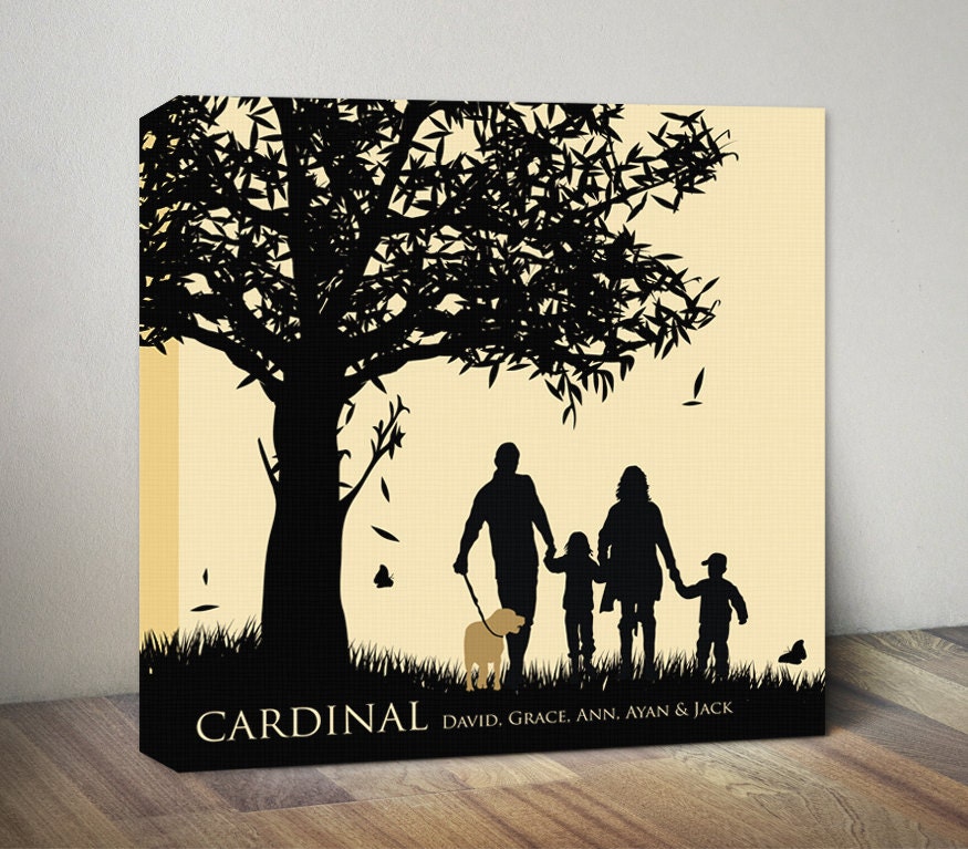 Family Tree Canvas Art Print Personalized Anniversary Gift